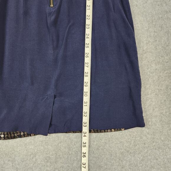 🌼UK Style French Connection Dress Size 4 Navy Blue Sleeveless Faux Sequins - Picture 11 of 14